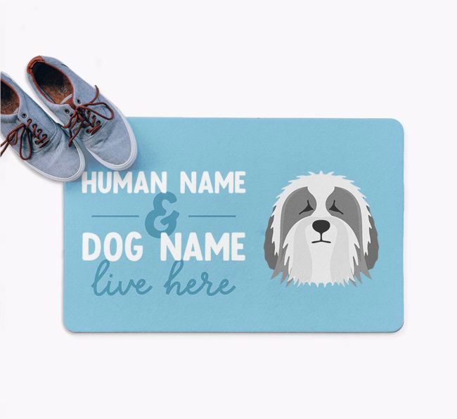 Human & Dog Live Here: Personalized {breedFullName} Doormat